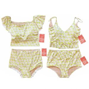 NWT Kortni Jeane Swim 4-Piece Set Mix & Match - Lime Dots, Medium
